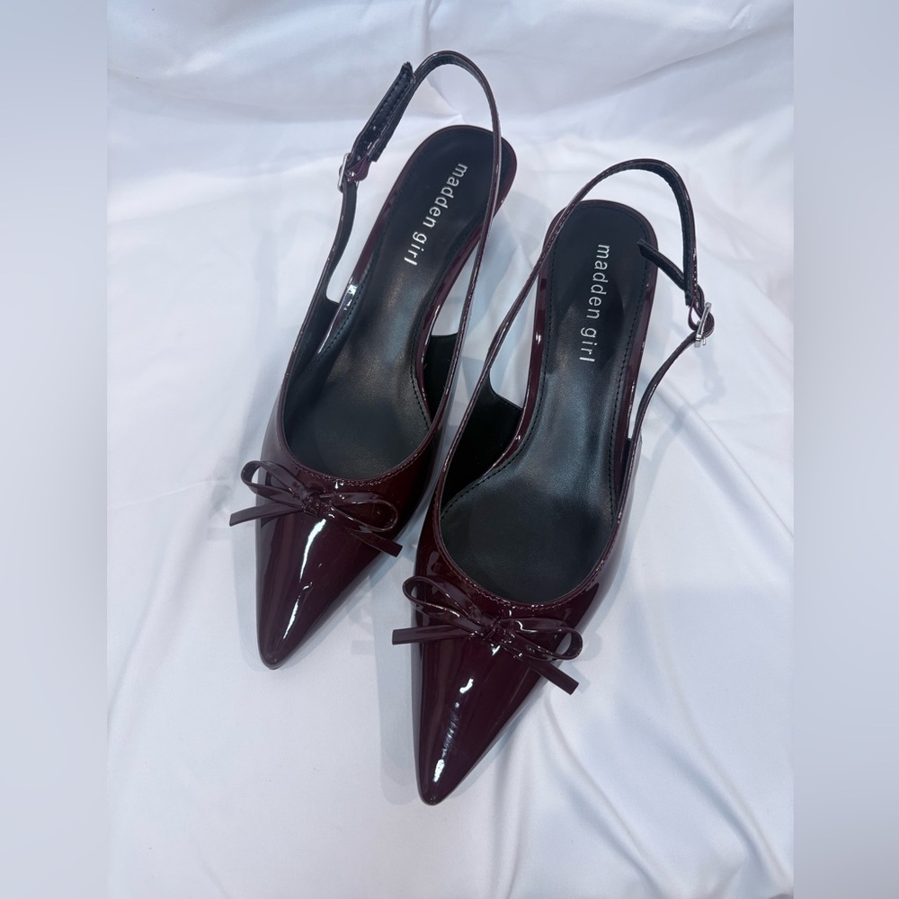 Madden Girl Burgundy Slingback Kitten Heels